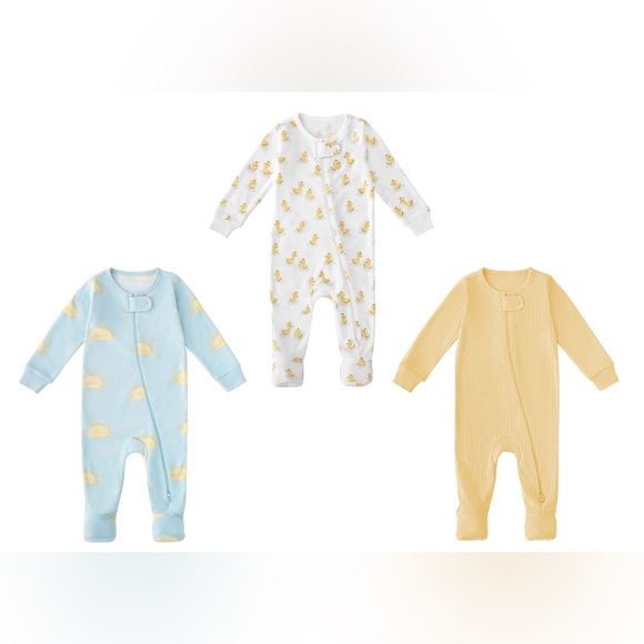 Member’s Mark 3 Pack Footie Pajamas 100% Organic Cotton Size 3 Months NWT - Picture 1 of 9